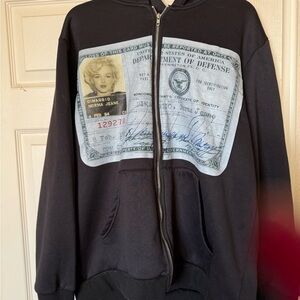 Black Graphic Zip-Up Hoodie- Unisex